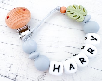 Personalized Silicone Soother Clip, Nature Leaf, BIBS Dummy Clip