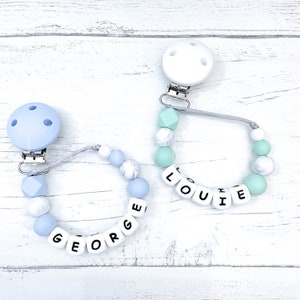 Newborn gift MAM dummy Clip Dummy Clip Personalised Pastel Dummy Chain Pacifier clip personalized Unique Dummy Holder Christening Gift Bibs