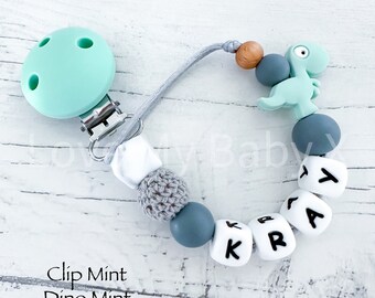 Silicone Dummy Clip | Pacifier Clip | Dummy Chain | Personalised Dummy Clip Personalised | Soother Holder |  Gift | MAM Clip| Dino Clip