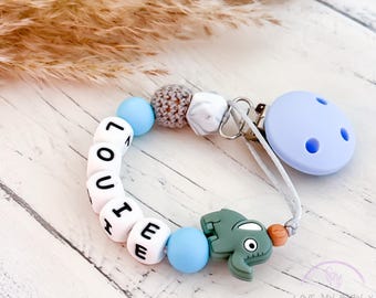 Special gift for a newborn Elephant soother holder, animal mam dummy clip last minute first birthday gift Personalised Easter gift