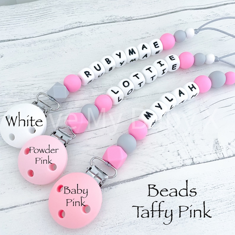 Personalised Soft Silicone Dummy Clip Personalized Pacifier Clip Dummy Chain Soother Fastener Dummy Holder Newborn Gift MAM Clip Bib image 3