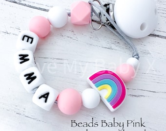 Safe Personalised Dummy Clip | Custom Soother Holder | Dummy Chain | Newborn Gift | Rainbow Dummy Holder |Christening MAM Dummy Clip Request