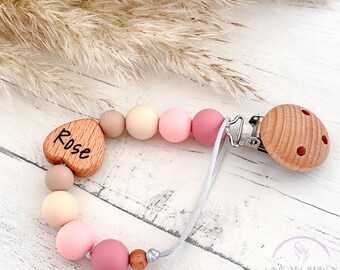 Engraved Silicone Pacifier Clip: Personalized Dummy Chain, Newborn Gift