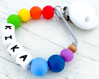 Gay Pride support Rainbow infant accessory Silicone Dummy Clip New Born Dummy Holder Soft Dummy Chain Newborn Gift MAM soother clip BIBS