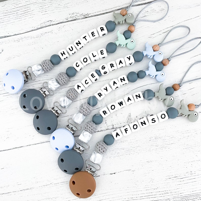 Silicone Dummy Clip Pacifier Clip Dummy Chain Personalised Dummy Clip Personalised Soother Holder Gift MAM Clip Dino Clip image 2