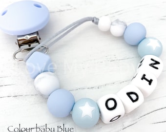 Personalised Silicone Dummy Clip Personalized Paci Clip Star Dummy Chain Soother Fastener Soft Dummy Holder Newborn Gift MAM Clip BIB
