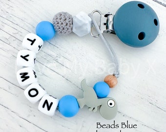 Silicone Dummy Clip | Pacifier Clip | Dummy Chain | Personalised Dummy Clip Personalised | Soother Holder |  first Gift | MAM dino Clip av