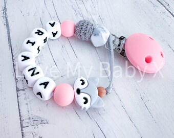 Fox Silicone Soft Dummy Clip | Pacifier Clip Paci Clip Dummy Chain Newborn Gift Personalised Soother Holder first Gift MAM Clip Bib New Mum