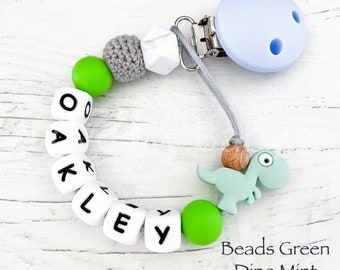 Silicone Dummy Clip | Pacifier Clip | Dummy Chain | Personalised Dummy Clip Personalised | Soother Holder |  first Gift | MAM dino Clip av
