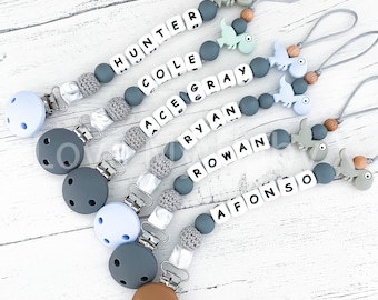 Dinosaur MAM Personalised Dummy Clip, First Birthday Gift, Paci Clip, Babyshower gift, Binky Chain Soother Holder, New arrival gift, BIBS