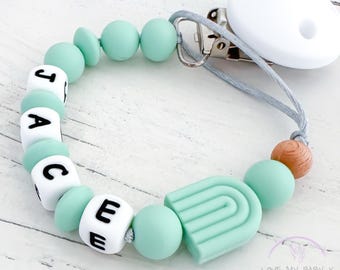Personalized Rainbow Pacifier Clip: Custom Baby Soother Chain