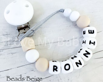Silicone Dummy Clip | Pastel Dummy Chain | Dummy Clip Personalised | Dummy Holder |  Christening Gift | MAM Clip