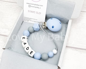 Welcome gift MAM dummy Clip Personalised Soft dummy holder Pastel Dummy Chain Paci clip personalized Unique Dummy Holder Christening Gift