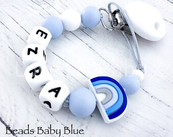 Safe Personalised Dummy Clip | Custom Soother Holder | Dummy Chain | Newborn Gift | Rainbow Dummy Holder | MAM Dummy Clip Request