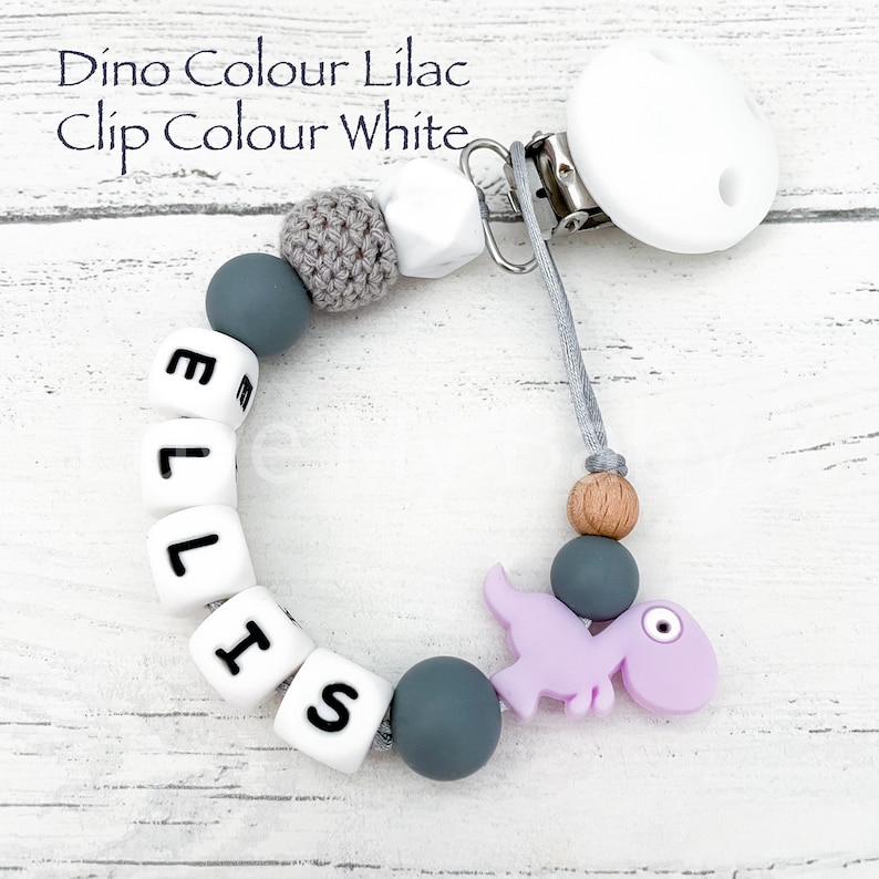 Silicone Dummy Clip Pacifier Clip Dummy Chain Personalised Dummy Clip Personalised Soother Holder Gift MAM Clip Dino Clip image 5