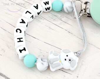 Puppy Dummy Clip, Personalised Pacifier chain, Dog Soother holder, first Easter gift basket Newborn Animal Gift MAM comforter Clip BIBS clip