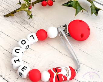 Personalized Christmas Dummy Clip | Santa Pacifier Holder, Stocking Filler