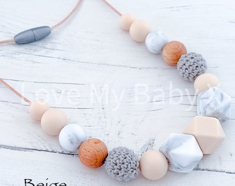 Mocha shades Nursing necklace, Rich Earth Tones Breastfeeding Necklace Sensory Necklace Fiddle New Mum gift Textured Silicone Necklace