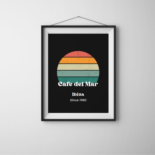 Cafe de Mar Poster, Retro Cafe del Mar Wall Art, Instant Download Cafe del Mar Ibiza, Retro Cool