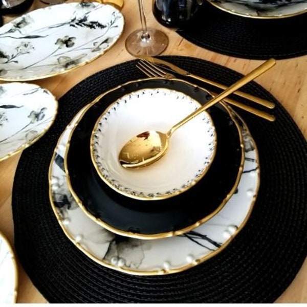 Gold Dinnerware Set Etsy