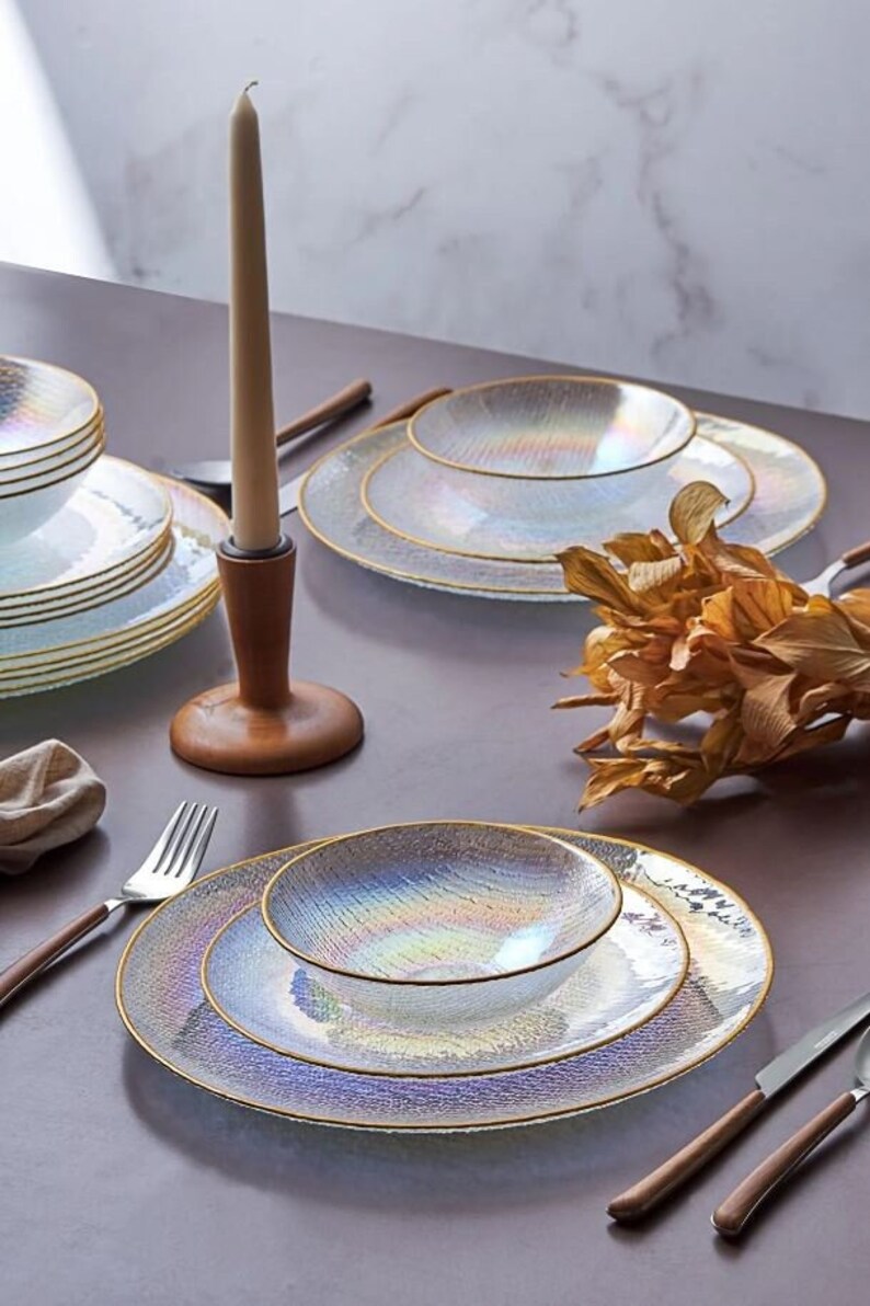 Glass Dinnerware Set 18pcs Glass Dinner Set Plate Etsy