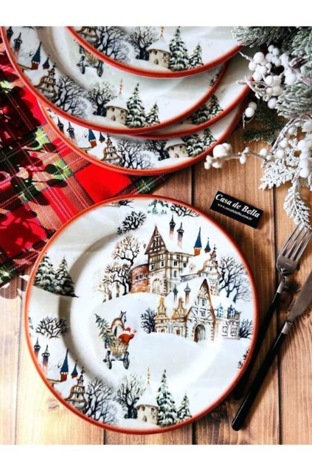 Christmas Plate Set 6pcs Christmas Plate New Year Dinner Etsy