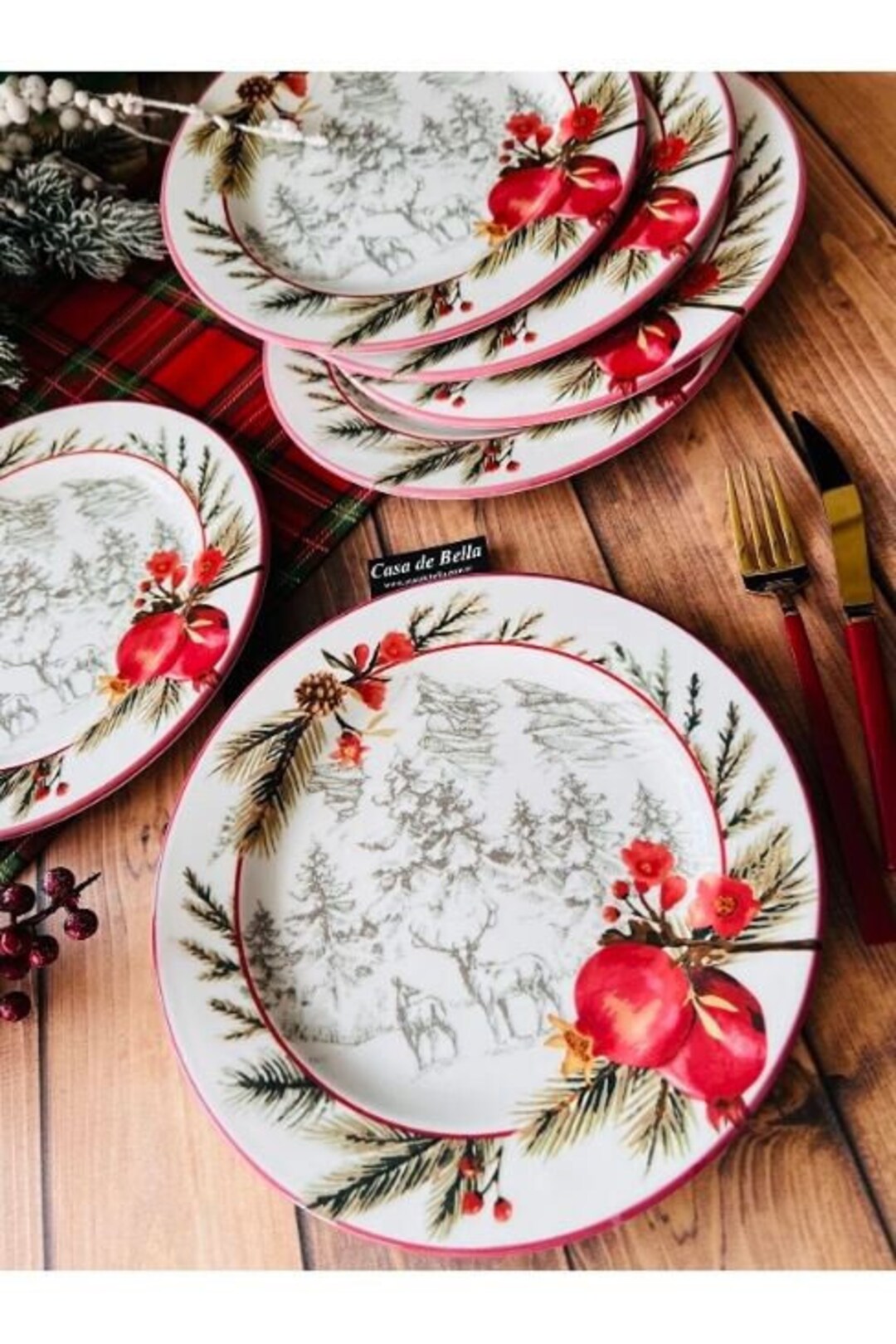 Christmas Plate Set 6pcs Christmas Plate New Year Dinner Etsy