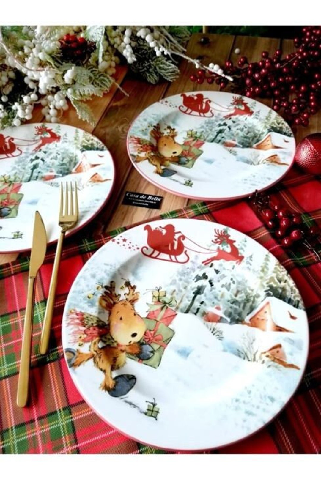 Christmas Plate Set 6pcs Christmas Plate New Year Dinner Etsy