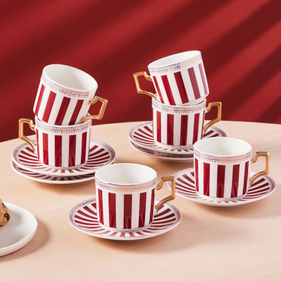 Red Turkish Coffee Cups Set 6 Espresso Coffee Cups Etsy