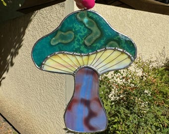 Magical Mushroom Stained Glass Suncatcher, Home Art Decor