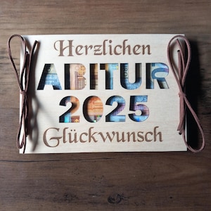 Carte cadeau en argent pour remise de diplôme avec texte souhaité carte cadeau en bois / surprise / emballage cadeau / carte en bois / carte de félicitations