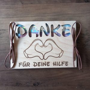 Tarjeta de regalo en efectivo de agradecimiento con texto deseado, tarjeta de regalo de madera / sorpresa / envoltura de regalo / tarjeta de madera / tarjeta de felicitación