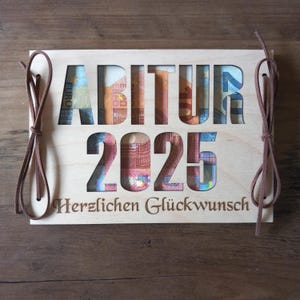 Carte cadeau en argent pour remise de diplôme avec texte souhaité carte cadeau en bois / surprise / emballage cadeau carte en bois carte de félicitations A05