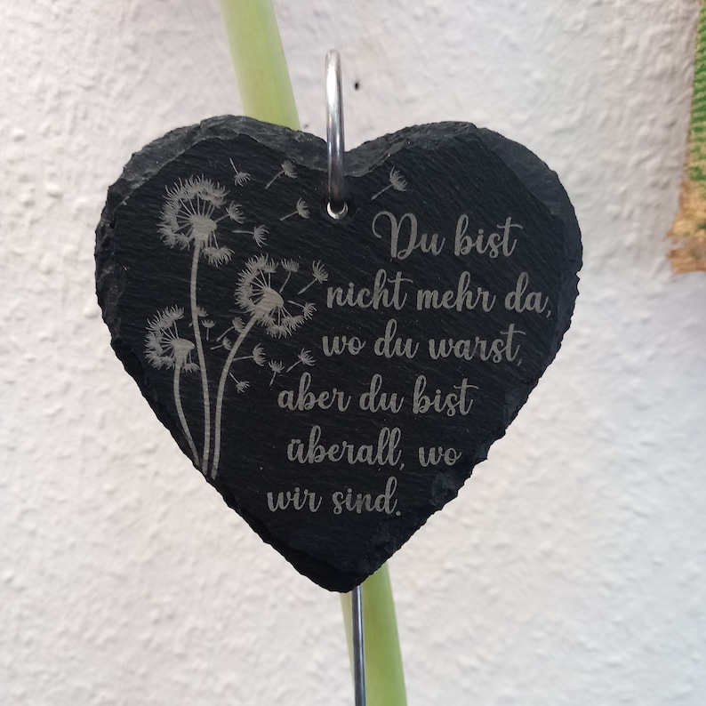 Slate Heart With Desired Text Engraving, for Grave Arrangement, Slate