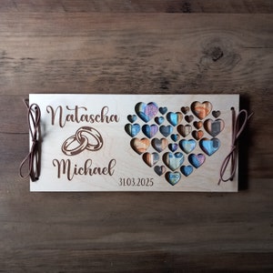 XXL Geldkarte Geldgeschenk zur Hochzeit / personalisiert / 48 Schriften / Hochzeitsgeschenk / Geschenkkarte aus Holz / Hochzeitskarte