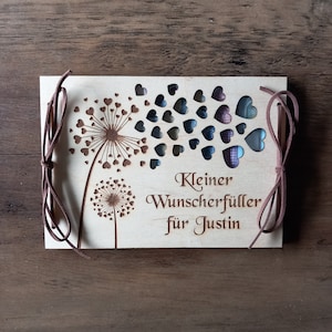 Geldkaart geld cadeau wensvervuller gepersonaliseerd / 48 lettertypen / houten cadeaukaart / verjaardagskaart / geschenkverpakking