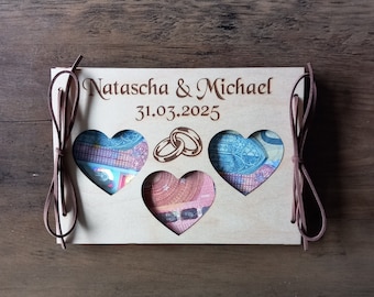 Money card money gift for wedding / personalized / 48 fonts / wedding gift / wooden gift card / wedding card