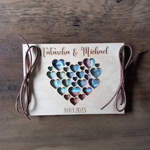 Regalo de dinero con tarjeta de dinero para la boda / personalizado / 48 fuentes / regalo de boda / tarjeta de regalo de madera / tarjeta de boda