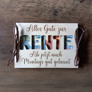 Cadeau en espèces Carte de retrait Carte de retrait Pension avec texte souhaité Carte cadeau en bois / Carte d'anniversaire Emballage cadeau