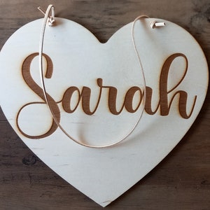 Personalized lettering name on a wooden heart / various sizes / wooden heart with name / personalized wedding / 48 fonts