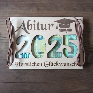 Carte cadeau en argent pour remise de diplôme avec texte souhaité carte cadeau en bois / surprise / emballage cadeau / carte en bois / carte de félicitations