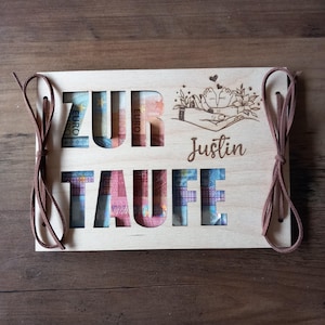 Geld cadeau geldkaart voor doop met gewenste tekst cadeaukaart van hout / verrassing / cadeauverpakking / houten kaart / wenskaart