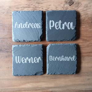 Sottobicchiere in ardesia con nome/segnaposto matrimonio/regalo per gli ospiti/personalizzato/48 caratteri/incisione del testo desiderato possibile