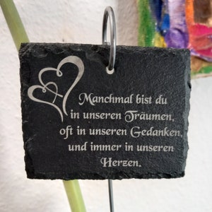 Corazón de pizarra con texto grabado, para arreglo de tumba, tapón de pizarra, regalo de luto, tapón de planta, decoración de tumba, personalizado 48 fuentes
