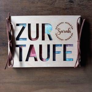 Tarjeta de regalo de dinero para bautizo con texto deseado, tarjeta de regalo de madera / sorpresa / envoltura de regalo / tarjeta de madera / tarjeta de felicitación
