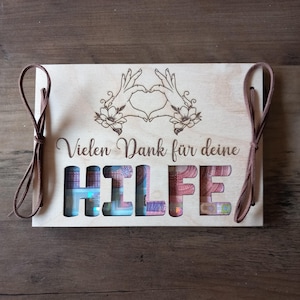 Danke Geldgeschenk Geldkarte mit Wunschtext Geschenkkarte aus Holz /  Überraschung / Geschenkverpackung /  Holzkarte / Glückwunschkarte