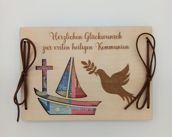 Geldgeschenk zur Taufe / Wunschtext / 48 Schriften / Taufgeschenk / Geschenkkarte aus Holz / Taufkarte / Geschenkverpackung Konfirmation
