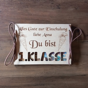 Tarjeta de dinero regalo de dinero para la inscripción escolar personalizada / 48 fuentes / tarjeta de regalo hecha de madera tarjeta de cumpleaños / embalaje de regalo