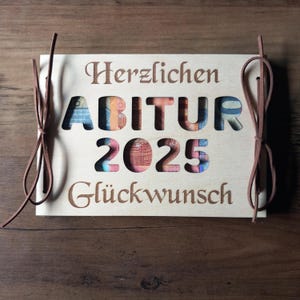 Carte cadeau en argent pour remise de diplôme avec texte souhaité carte cadeau en bois / surprise / emballage cadeau / carte en bois / carte de félicitations