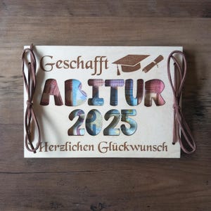 Tarjeta de regalo de dinero para graduación con texto deseado, tarjeta de regalo de madera / sorpresa / envoltura de regalo / tarjeta de madera / tarjeta de felicitación